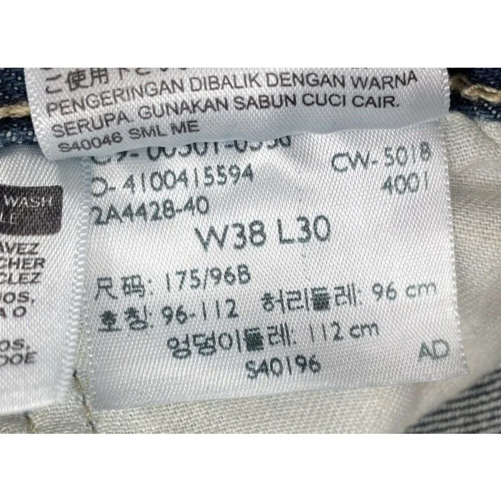 Levis 501 Original Fit Jeans Mens 38x30 Dark Wash Straight Leg 100% Cotton Blue